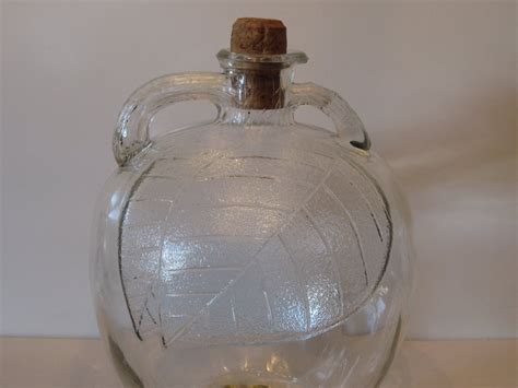 Vintage Clear Apple Shaped Cider Or Vinegar Jug With Cork