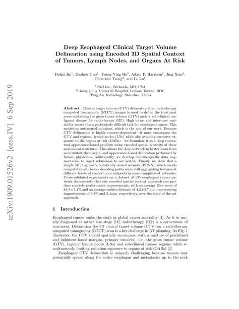 Pdf Deep Esophageal Clinical Target Volume Delineation Using Encoded