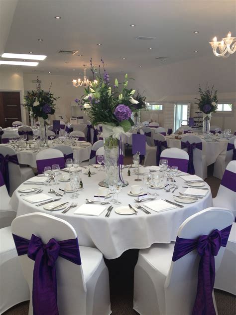 Cadbury Purple And White Wedding Tablescape Flowers Floral