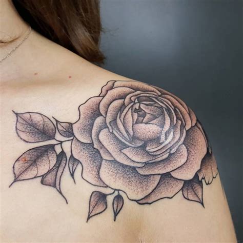 Rose Tattoo On The Left Shoulder