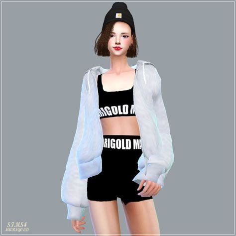Accloosefit Hood Jacket루즈핏 후드 자켓여자 악세사리 의상 Marigold Sims 4 Sims 4