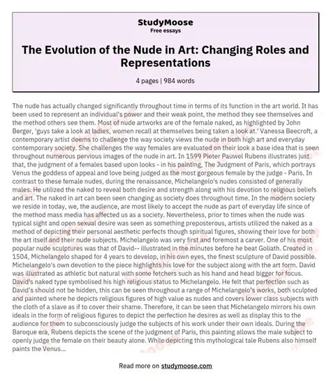 The Evolution Of The Nude In Art Changing Roles And Representations