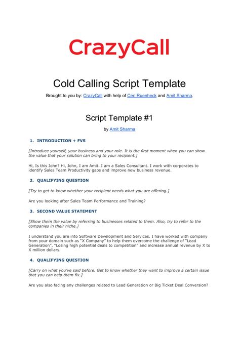 10 Cold Call Script Template Perfect Template Ideas