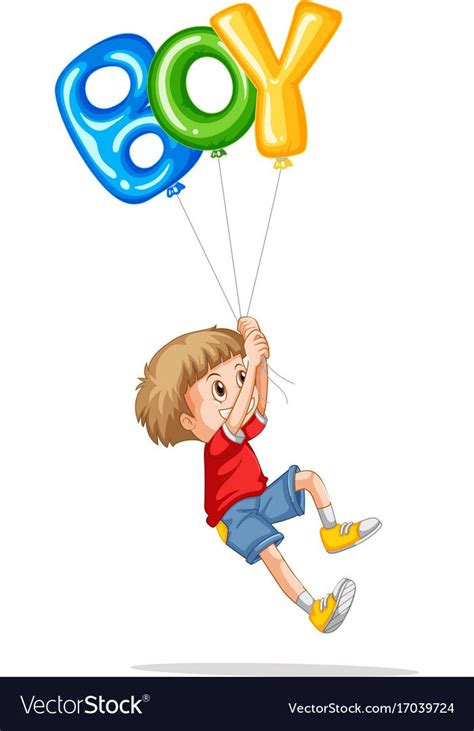 Little Boy Holding Balloons For Boy Illustration Download A Free
