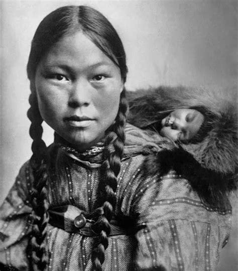 Beautiful Native Alaskan Woman With Baby In Her Hood 1906