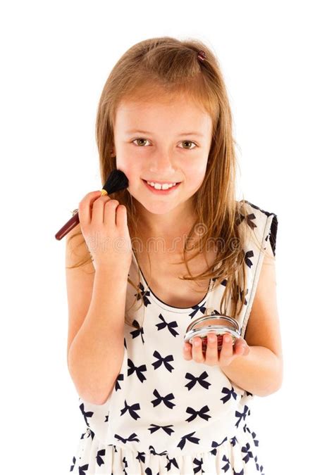 Little Girl Applying Make Up Stock Photo Image Of Charming Imitate