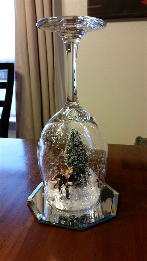Homemade Waterless Snow Globe 2014 Wine Glass Christmas Decorations