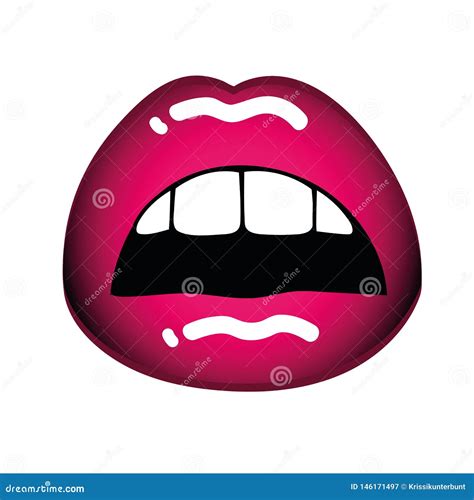 sexy lips open mouth with tongue and saliva cartoon vector 183289449