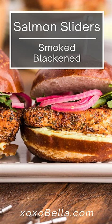 Smoked Blackened Salmon Sliders With Wasabi Mayo And Pickled Red Onions