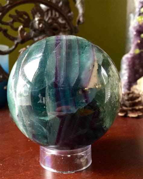 Gorgeous Green Fluorite Sphere Orb Crystal Ball Geode E160199 Etsy