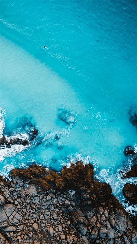 Aerial View Of Beach Rocks Iphone Wallpaper Iphone