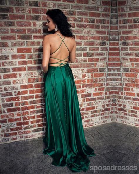 Sexy Emerald Green Halter Backless Side Slit Long Evening Prom Dresses