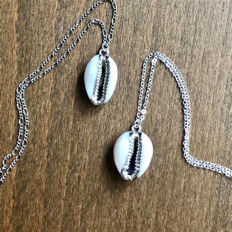 Cowrie Shell Necklace Sterling Silver Necklace Boho Cowry Etsy