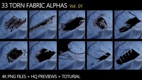 Artstation 33 Torn Fabric Alphas Vol1 Video Tutorial Game
