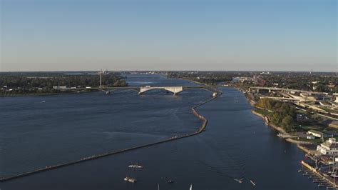 57k Stock Footage Aerial Video A Wide View Of The Peace Bridge In