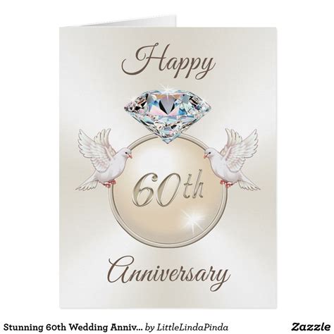 Stunning 60th Wedding Anniversary Cards in 3 Sizes | Zazzle.com | Happy ...