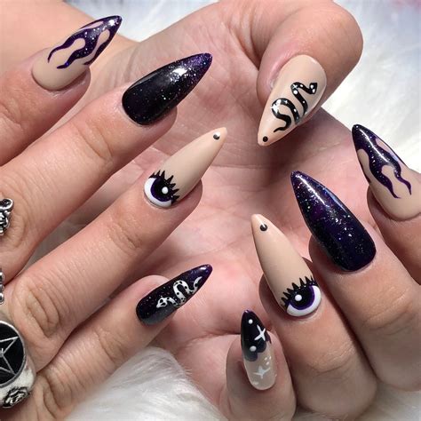 Witchy Witch Purple Press On Nails With Snakes And Eyes Prom Etsy