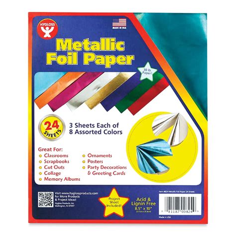 Hygloss Metallic Foil Paper 85 X 10 24 Sheets Assorted Color