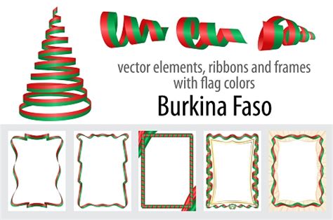 Vektorelemente Bänder Und Rahmen Farblich Flagge Burkina Faso Vorlage