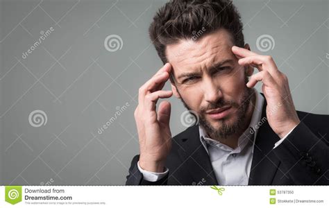 Businessman With Headache Head In Hands Stock Photo Image Of