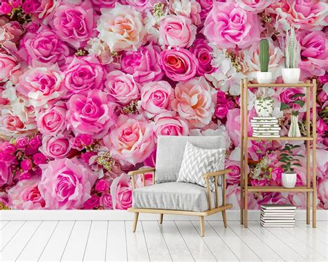 Beibehang Custom Wallpaper Nordic Modern Pink Roses Tv Background Wall