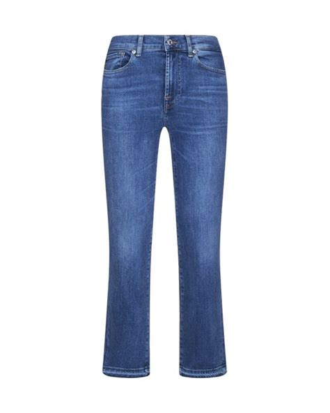 7 For All Mankind Denim The Straight Crop Slim Illusion Jeans In Light