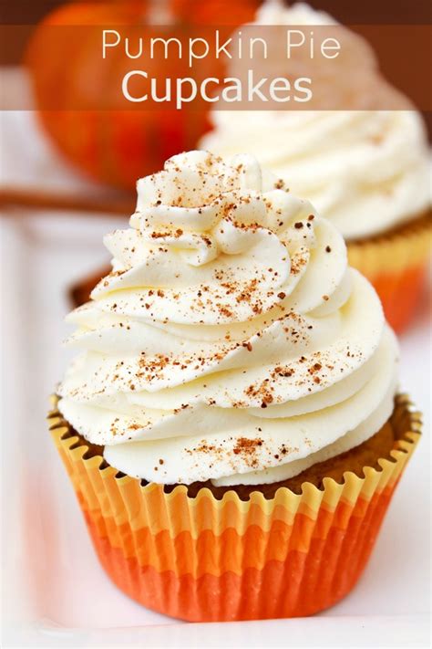 Pumpkin Pie Cupcakes With Cinnamon Whipped Frosting