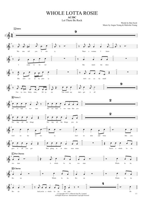 Whole Lotta Rosie Tab By Acdc Guitar Pro Full Score Mysongbook