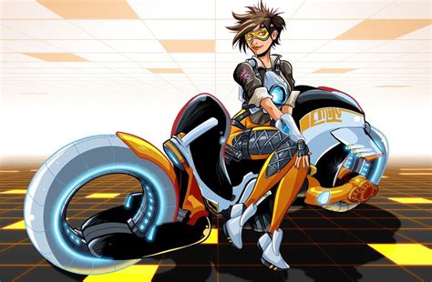 Tracer And Her Bike Overwatch Tracer Overwatch Overwatch Video Game