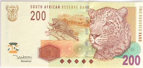 South Africa 200 Rand 2005 Tt Mboweni Signature Leopard Aa Banknote