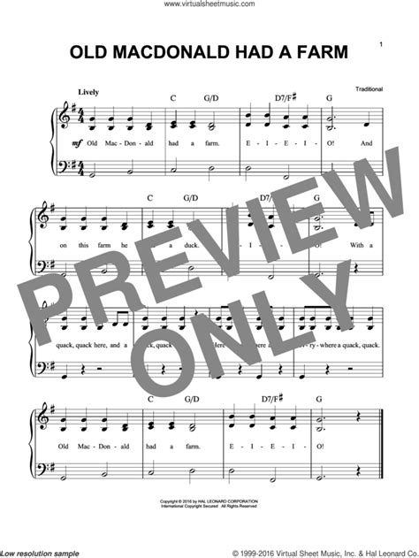 Old Macdonald Had A Farm Sheet Music Easy For Piano Solo Pdf