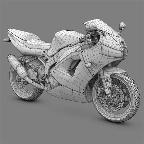 A D Model Of A Motorcycle On A Gray Background With No Image To