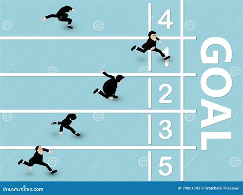 Business Man Running To Goal Stock Vector Illustration Of Competition