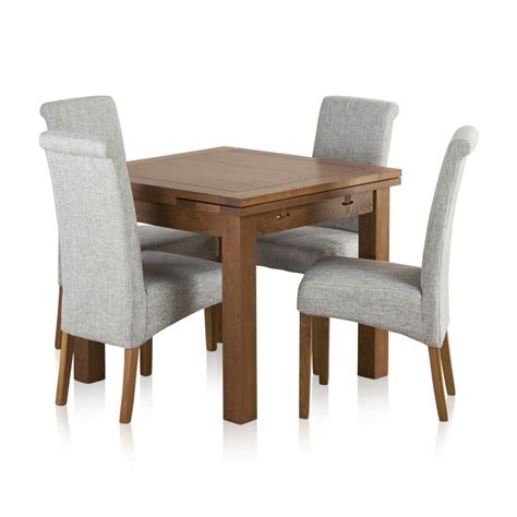 I found an oak table and chairs set on facebook market place and decided to do a full makeover. Rustic Oak 3ft Dining Table with 4 Grey Fabric Chairs