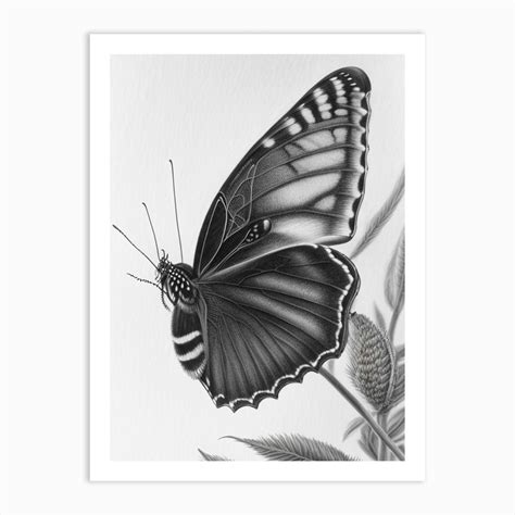 Black Swallowtail Butterfly Greyscale Sketch 3 Art Print By Papillon
