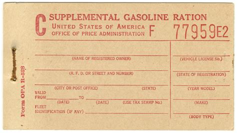 C Supplemental Gasoline Ration Ration Coupons On The Home Front 1942
