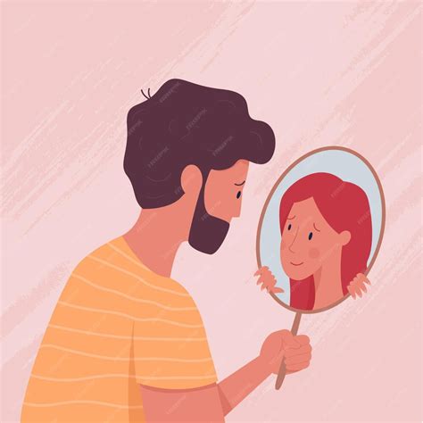 Free Vector Character Seeing The Inner Self In The Mirror