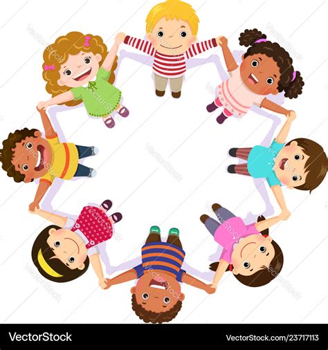 Children Holding Hands In A Circle Royalty Free Vector Image