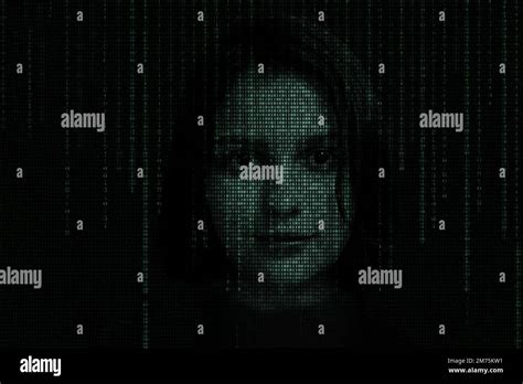 Female Face With Matrix Digital Numbers Artifical Intelligence Ai Theme