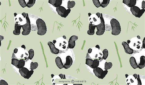 Baixar Vetor De Desenho De Padrão De Urso Panda Aquarela
