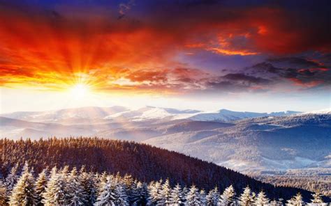 Hd Beautiful Frosty Sunset Wallpaper Download Free 48487