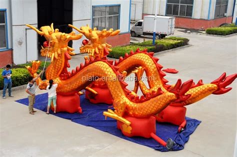 Advertising Customized Giant Golden Inflatable Chinese Dragon For