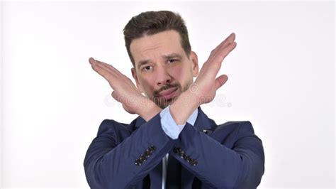 Businessman Saying No With Finger Sign Chroma Key Stock Image Image