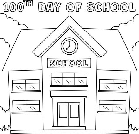 100º Dia De Escola Para Colorir Página Para Crianças 14329709 Vetor No