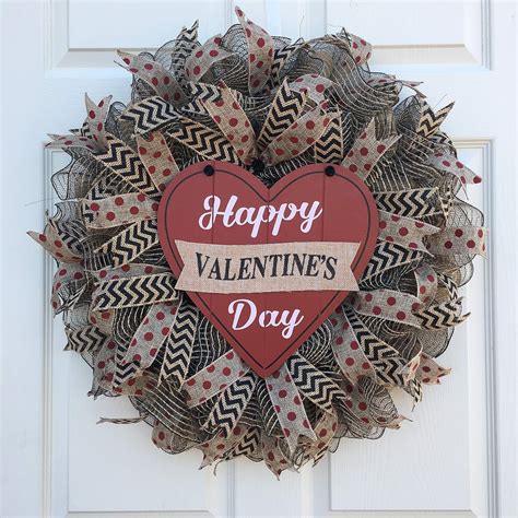 Valentines Day Wreath For Front Door 24 Inch Handmade In