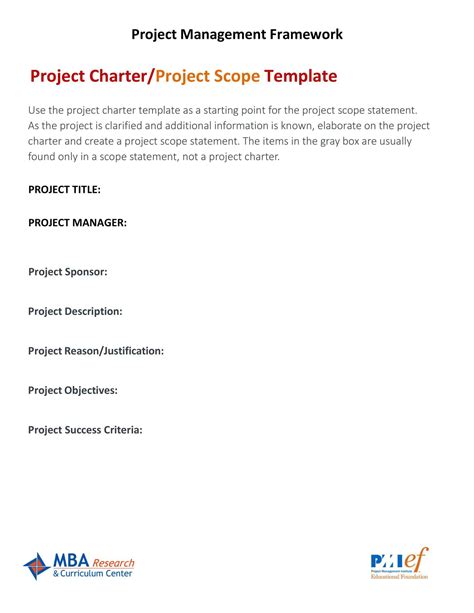 Free Printable Project Scope Templates Word Excel Pdf Example