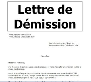 La durée du préavis pour une démission n'est pas le même que lors d'un licenciement. Modèle lettre de démission avec préavis en word doc ...