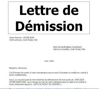 Certaines conventions collectives dispensent du préavis le. Modèle lettre de démission avec préavis en word doc ...