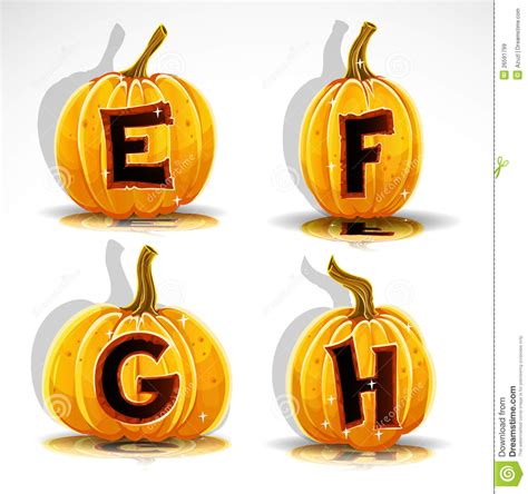 Halloween Font Cut Out Pumpkin Letter Efgh Stock Vector