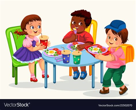 School Lunch Colorful Poster Royalty Free Vector Image